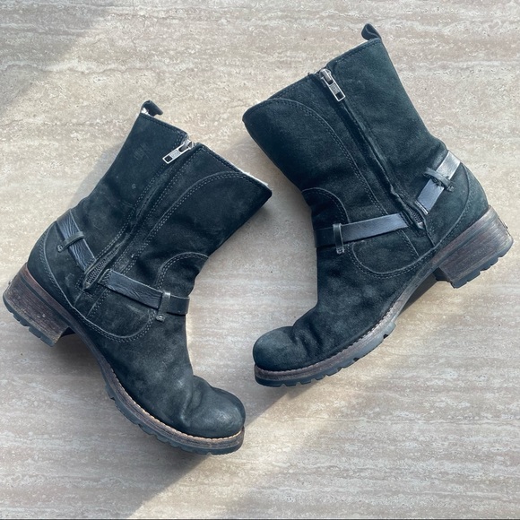 CLOSET CLOSING UGG Endell Suede Moto Harness Lug Boots - Picture 4 of 8